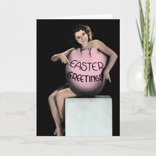 Tarjeta Festiva Vintage Cute Chica Easter Card