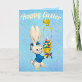 Tarjeta Festiva Vintage Cute Easter Bunny Holiday Card