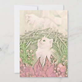 Tarjeta Festiva Vintage Cute Navidades Cat Watercolor