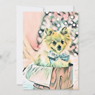 Tarjeta Festiva Vintage Cute Navidades Dog Puppy acuarela