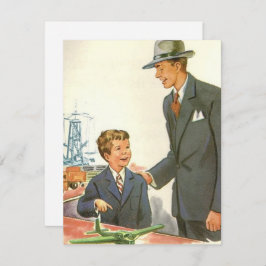 Tarjeta Festiva Vintage Dad Con El Día Del Niño Y El Padre Del Avi