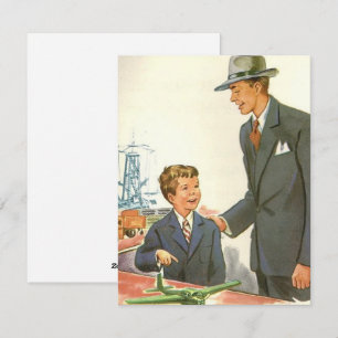 Tarjeta Festiva Vintage Dad Con El Día Del Niño Y El Padre Del Avi