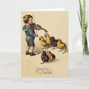 Tarjeta Festiva Vintage Danish Glaedelig Paaske Easter Card