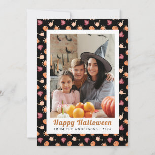 Tarjeta Festiva Vintage de calabaza minimalista Feliz Halloween 1