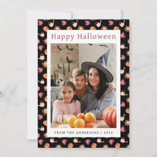 Tarjeta Festiva Vintage de calabaza minimalista Feliz Halloween 1 