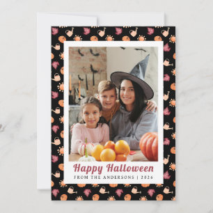 Tarjeta Festiva Vintage de calabaza minimalista Feliz Halloween 1 