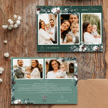 Tarjeta Festiva Vintage de Emerald Greenery Cinco Collages de foto<br><div class="desc">Bienvenidos a nuestro encantador diseño de tarjetas de vacaciones Vintage Five Collage de fotos Emerald Greenery, donde el encanto vintage se une a la elegancia moderna. Este diseño presenta una vegetación acuática intrincada y una caligrafía sutilmente elegante, con una tipografía sencilla, que refleja la esencia de la cozalidad tradicional y...</div>