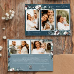 Tarjeta Festiva Vintage de la Marina Blue Greenery Cinco Collages<br><div class="desc">Bienvenidos a nuestro encantador diseño de tarjetas de vacaciones Vintage Five Collage de fotos Navy Blue Greenery, donde el encanto vintage se une a la elegancia moderna. Este diseño presenta una vegetación acuática intrincada y una caligrafía sutilmente elegante, con una tipografía sencilla, que refleja la esencia de la cozalidad tradicional...</div>