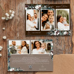 Tarjeta Festiva Vintage de la vegetación marrón cinco Collages de<br><div class="desc">Bienvenido a nuestro encantador diseño de tarjetas de vacaciones de cinco Collages de fotos Brown Greenery Vintage, donde el encanto vintage se une a la elegancia moderna. Este diseño presenta una vegetación acuática intrincada y una caligrafía sutilmente elegante, con una tipografía sencilla, que refleja la esencia de la cozalidad tradicional...</div>