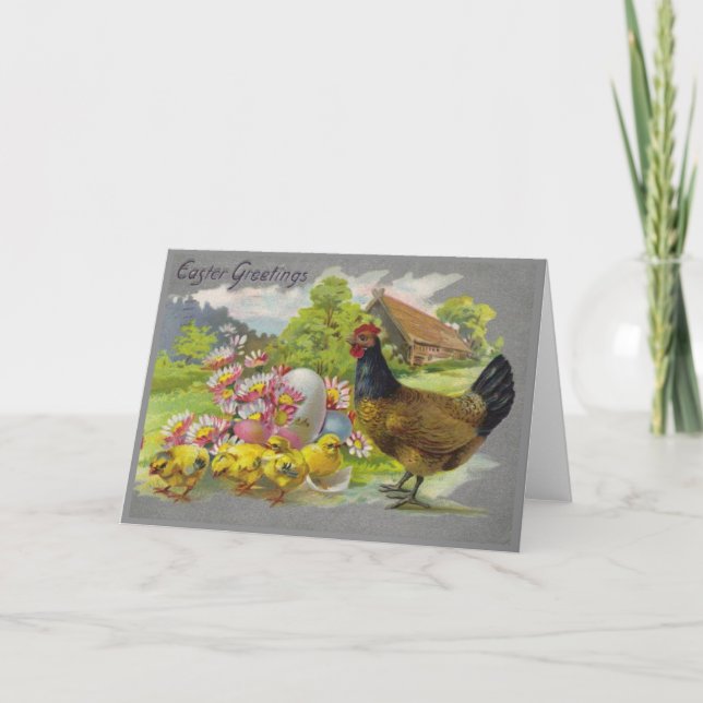 Tarjeta Festiva Vintage de Pascua (Anverso)