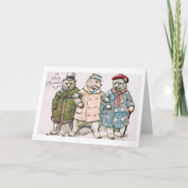 Tarjeta Festiva Vintage de "tres osos del navidad"