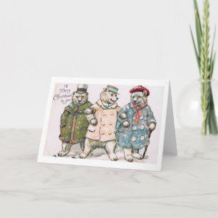 Tarjeta Festiva Vintage de "tres osos del navidad"