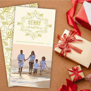 Tarjeta Festiva Vintage Deco Foliage Frame Foliage Ferry Christmas