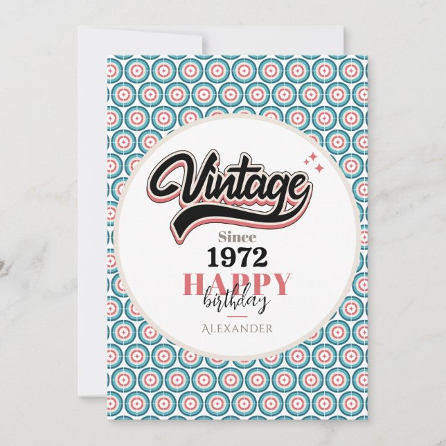 Tarjeta Festiva Vintage desde 1972 (Anverso)
