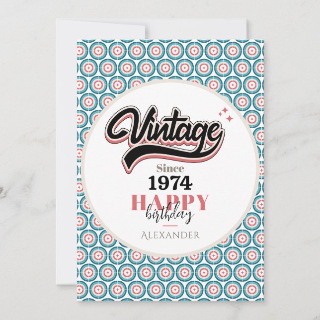 Tarjeta Festiva Vintage desde 1974 (Anverso)