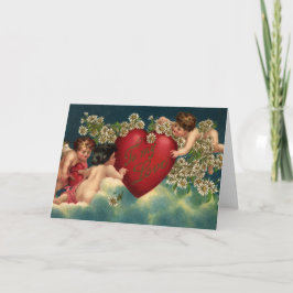 Tarjeta Festiva Vintage Día de San Valentín Victorian Cherubs en e