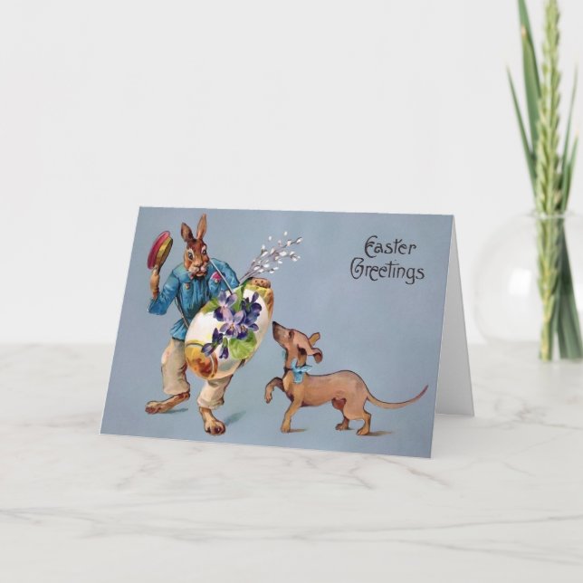 Tarjeta Festiva Vintage Dog Easter Card (Anverso)
