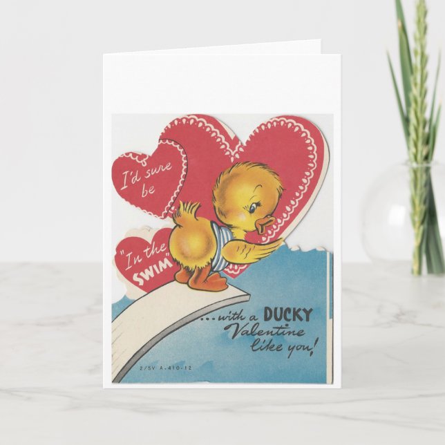 Tarjeta Festiva Vintage Duck Valentine (Anverso)