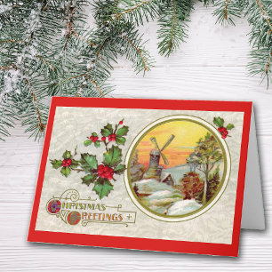 Tarjeta Festiva Vintage Dutch Christmas Greetings Card