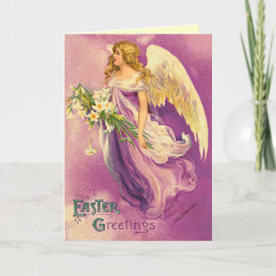 Tarjeta Festiva Vintage Easter Angel Blessing Card