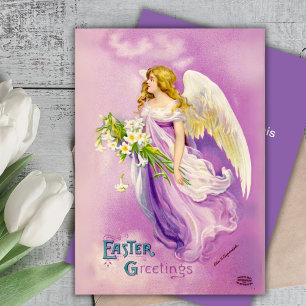 Tarjeta Festiva Vintage Easter Angel con Lilis Personalizado Easte