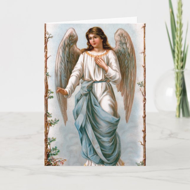 Tarjeta Festiva Vintage Easter Angel Greet (Anverso)