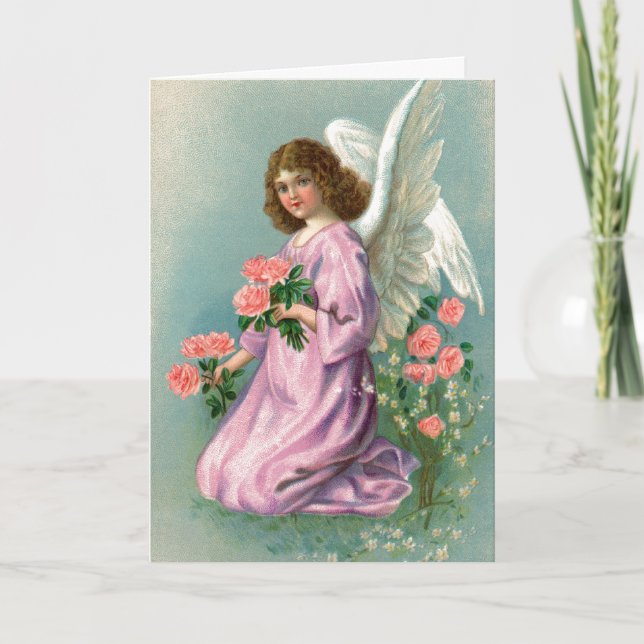 Tarjeta Festiva Vintage Easter Angel Greet (Anverso)