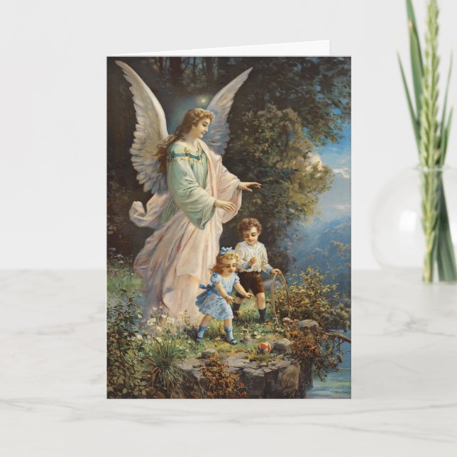 Tarjeta Festiva Vintage Easter Angel Greet (Anverso)