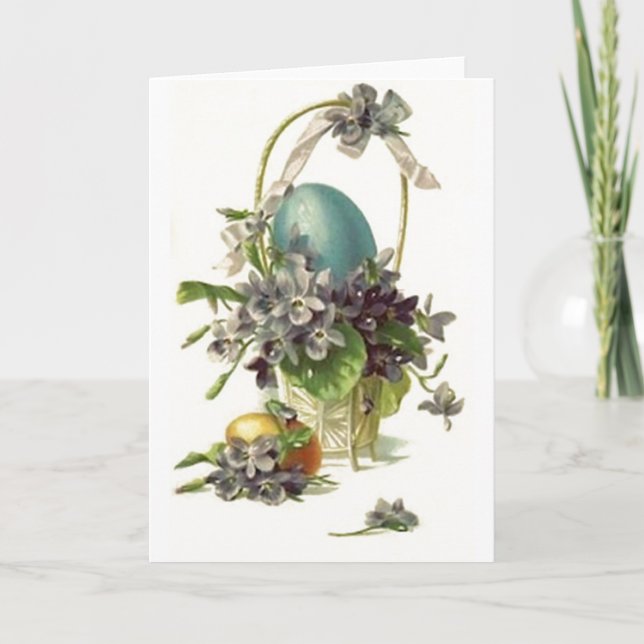 Tarjeta Festiva Vintage Easter Basket (Anverso)