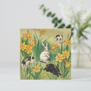 Tarjeta Festiva Vintage Easter Bunnies (1906),
