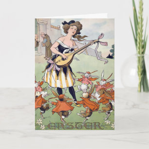Tarjeta Festiva Vintage Easter Bunnies Card