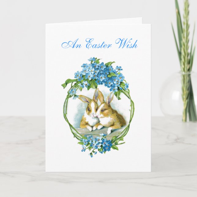Tarjeta Festiva Vintage Easter Bunnies Card (Anverso)