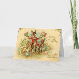 Tarjeta Festiva Vintage Easter Bunnies Easter Card