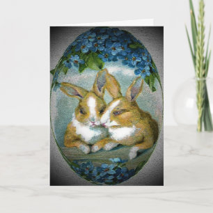 Tarjeta Festiva Vintage Easter Bunnies Textured Image, ZSSG