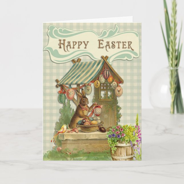 Tarjeta Festiva Vintage Easter Bunny (Anverso)