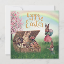 Tarjeta Festiva Vintage Easter Bunny