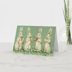 Tarjeta Festiva Vintage Easter Bunny Band,