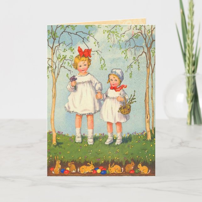Tarjeta Festiva Vintage Easter Bunny Card (Anverso)
