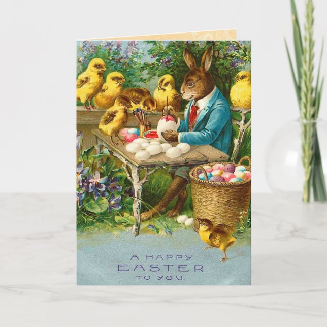 Tarjeta Festiva Vintage Easter Bunny Card (Anverso)