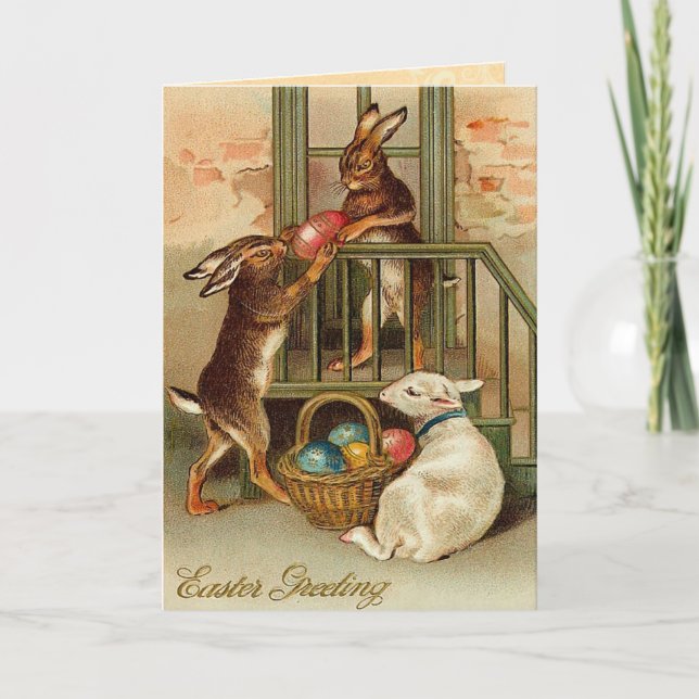 Tarjeta Festiva Vintage Easter Bunny Card (Anverso)