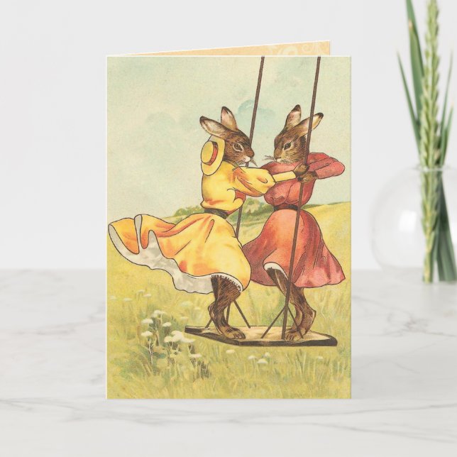 Tarjeta Festiva Vintage Easter Bunny Card (Anverso)