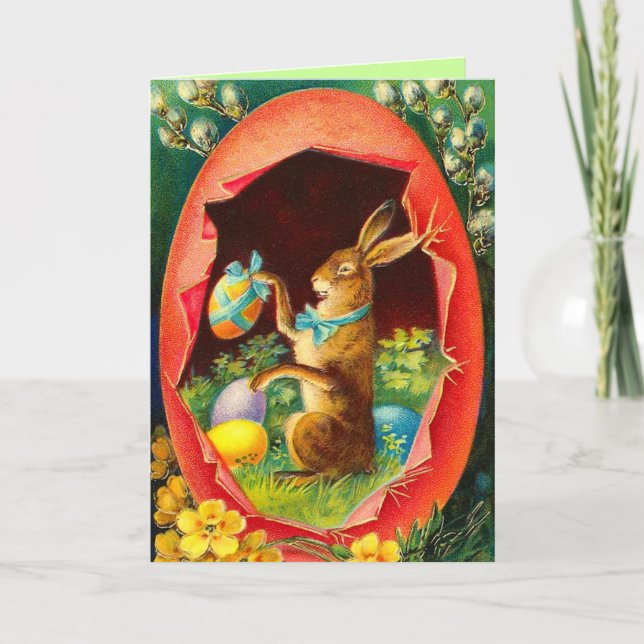Tarjeta Festiva Vintage Easter Bunny Card (Anverso)