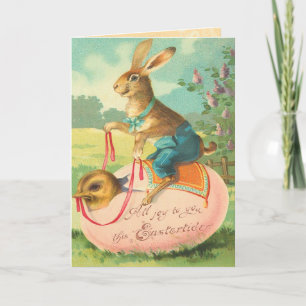 Tarjeta Festiva Vintage Easter Bunny Card