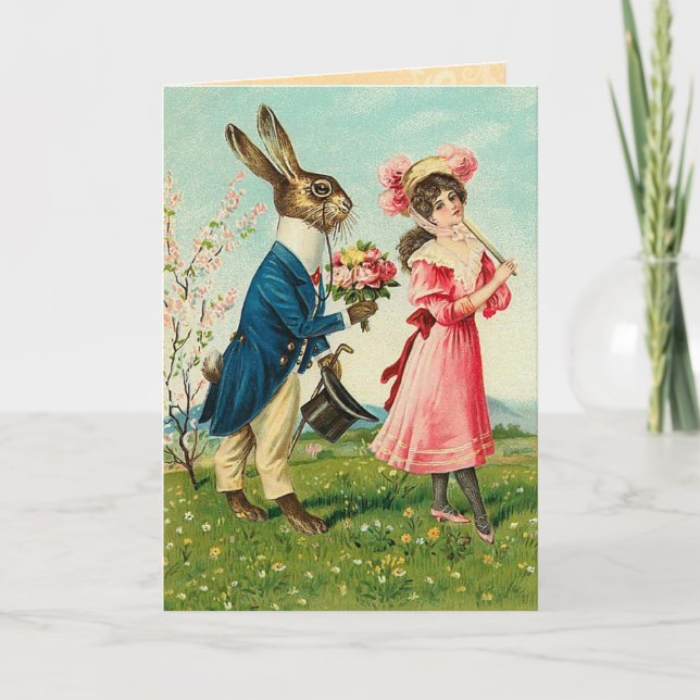 Tarjeta Festiva Vintage Easter Bunny Card (Anverso)