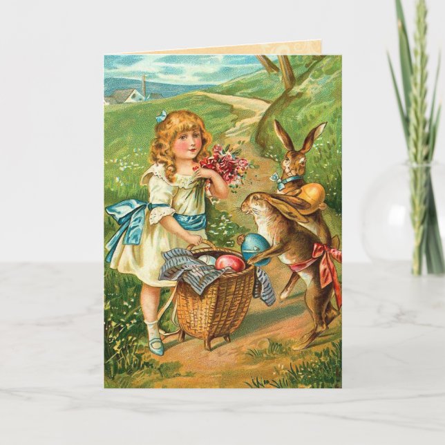 Tarjeta Festiva Vintage Easter Bunny Card (Anverso)