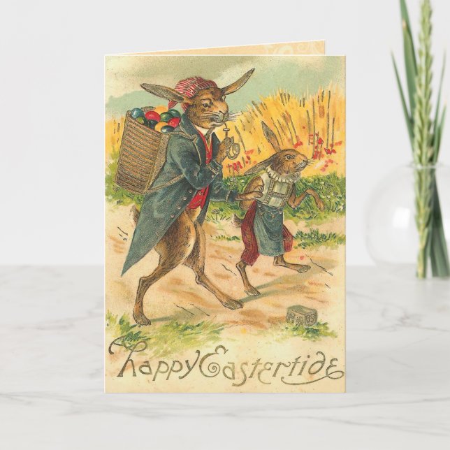 Tarjeta Festiva Vintage Easter Bunny Card (Anverso)