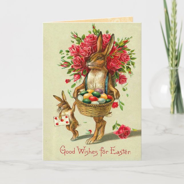Tarjeta Festiva Vintage Easter Bunny Card (Anverso)