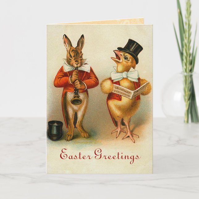 Tarjeta Festiva Vintage Easter Bunny Card (Anverso)