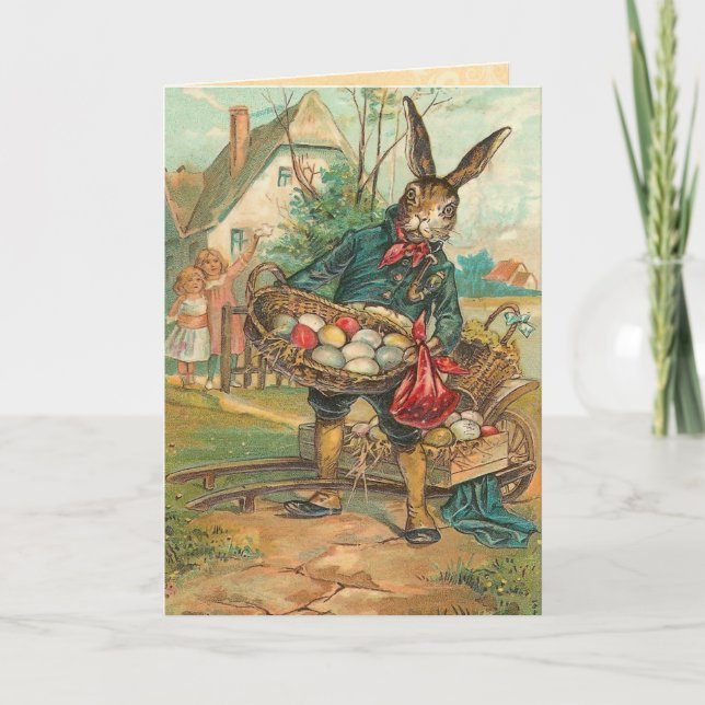 Tarjeta Festiva Vintage Easter Bunny Card (Anverso)