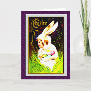 TARJETA FESTIVA VINTAGE EASTER BUNNY CHILE